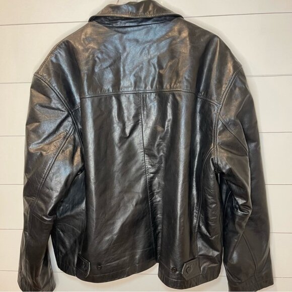 J Crew Classic Mens Black Leather Flight Jacket Size XL - Picture 5 of 7